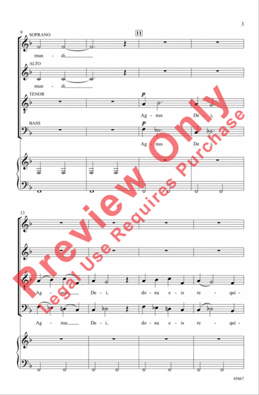 Agnus Dei (Requiem) Agnus Dei (Requiem) 4-Part scores gallery preview page 3