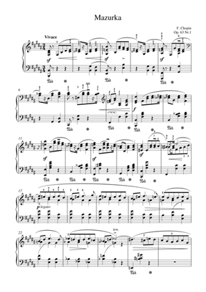 Chopin - Mazurka Op.63 No.1 for piano solo