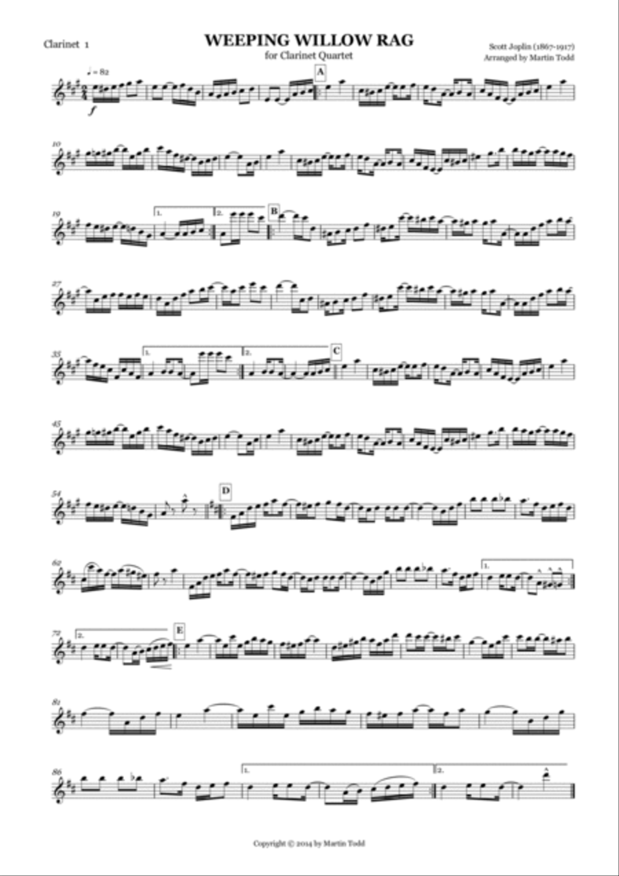 Weeping Willow Rag for Clarinet Quartet Clarinet Quartet scores gallery preview page 4