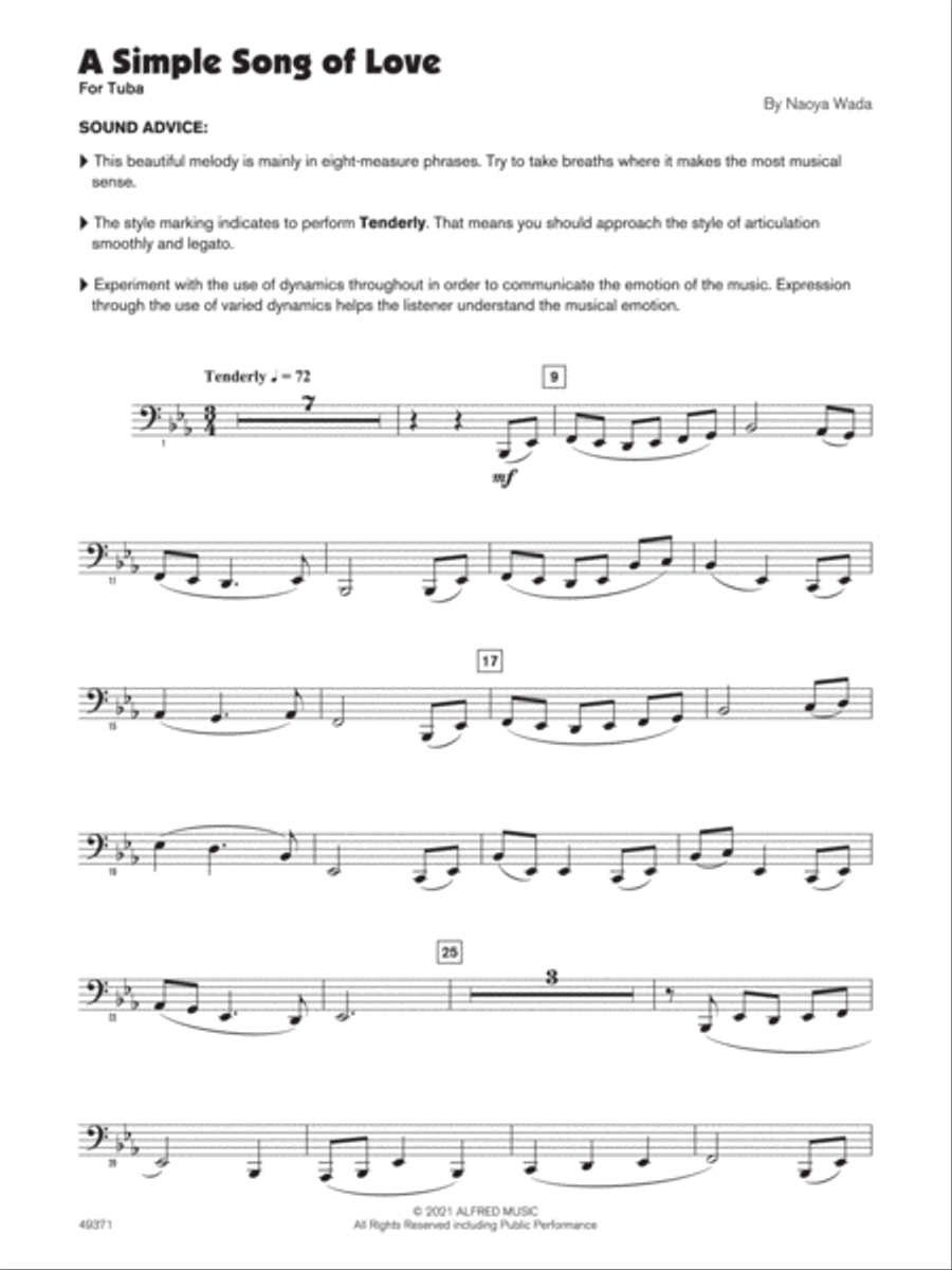 A Simple Song of Love (Sound Innovations Soloist, Tuba) Small Ensemble scores gallery preview page 2