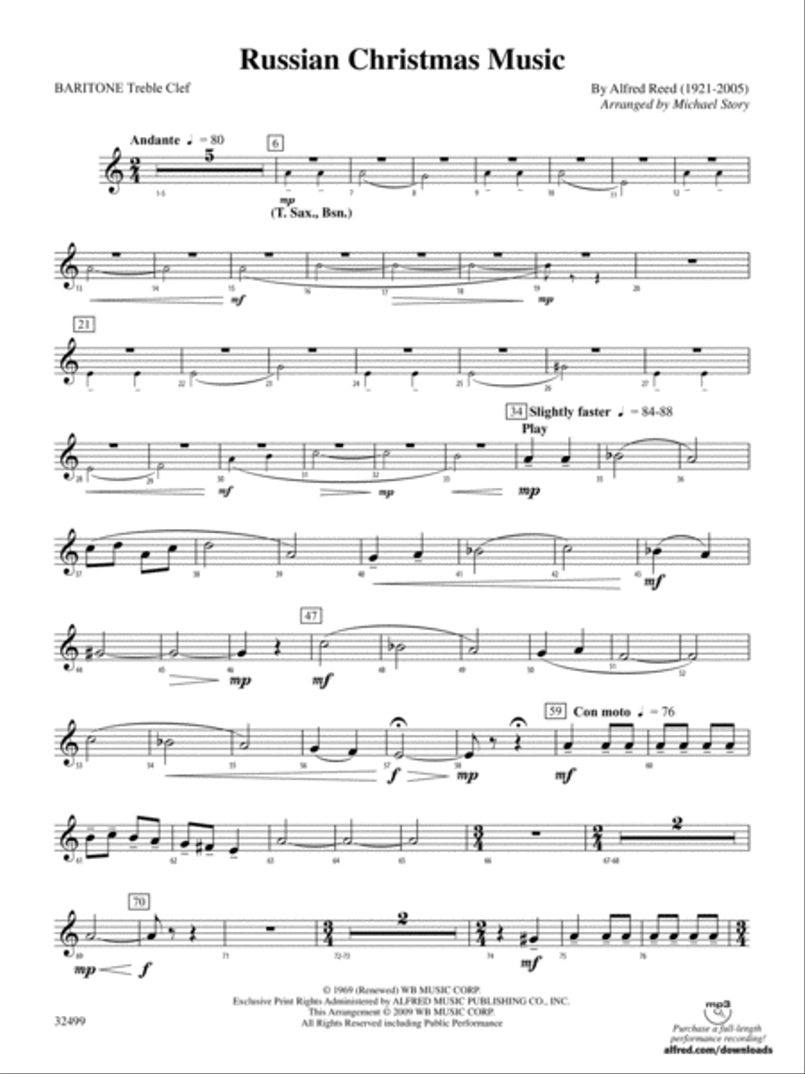 Russian Christmas Music: Baritone T.C. Concert Band scores gallery preview page 1