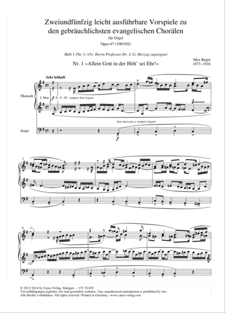 Reger: 52 easy preludes for the most common Lutheran chorales op. 67, Volume 1 Organ Solo scores gallery preview page 3