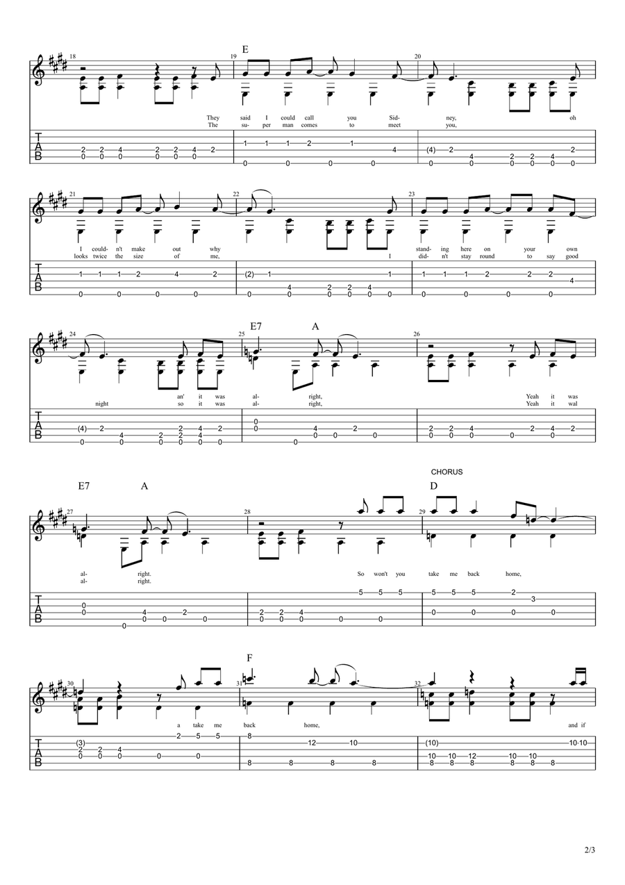 Take Me Bak 'ome Guitar Tablature scores gallery preview page 3