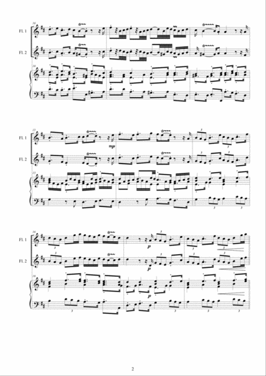 Valentini - Double Sonata in D major CSVal-2 for Two Flutes and Cembalo Flute Duet scores gallery preview page 2