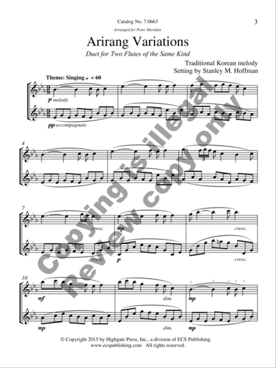 Arirang Variations Flute Duet scores gallery preview page 6