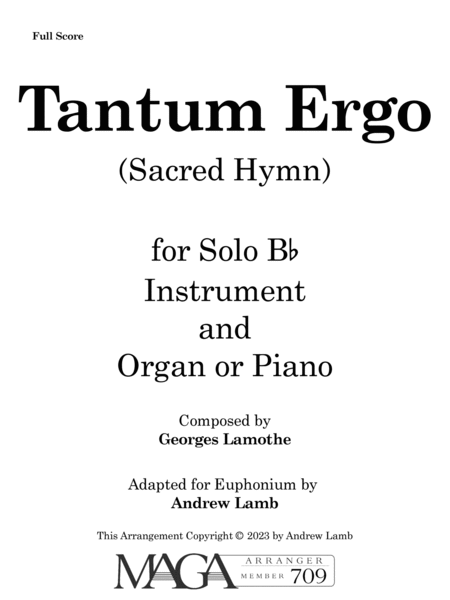 Tantum Ergo (Lamothe, arr. for Solo Brass) image number null