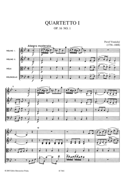 Quartetti per archi II no. 1-6, op. 16