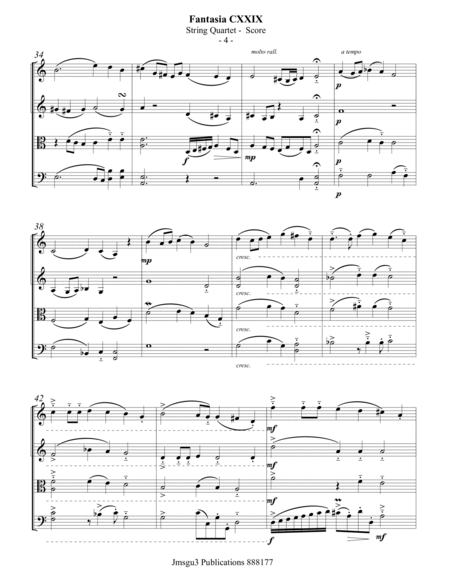 Farnaby: Fantasia CXXIX for String Quartet - Score Only image number null