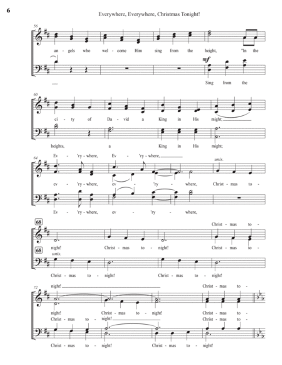 Everywhere, Everywhere, Christmas Tonight! 4-Part scores gallery preview page 6