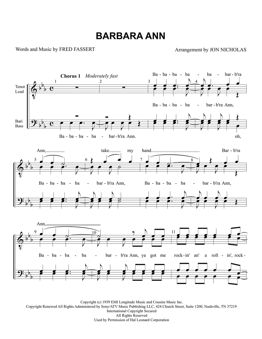 Barbara Ann TTBB scores gallery preview page 1