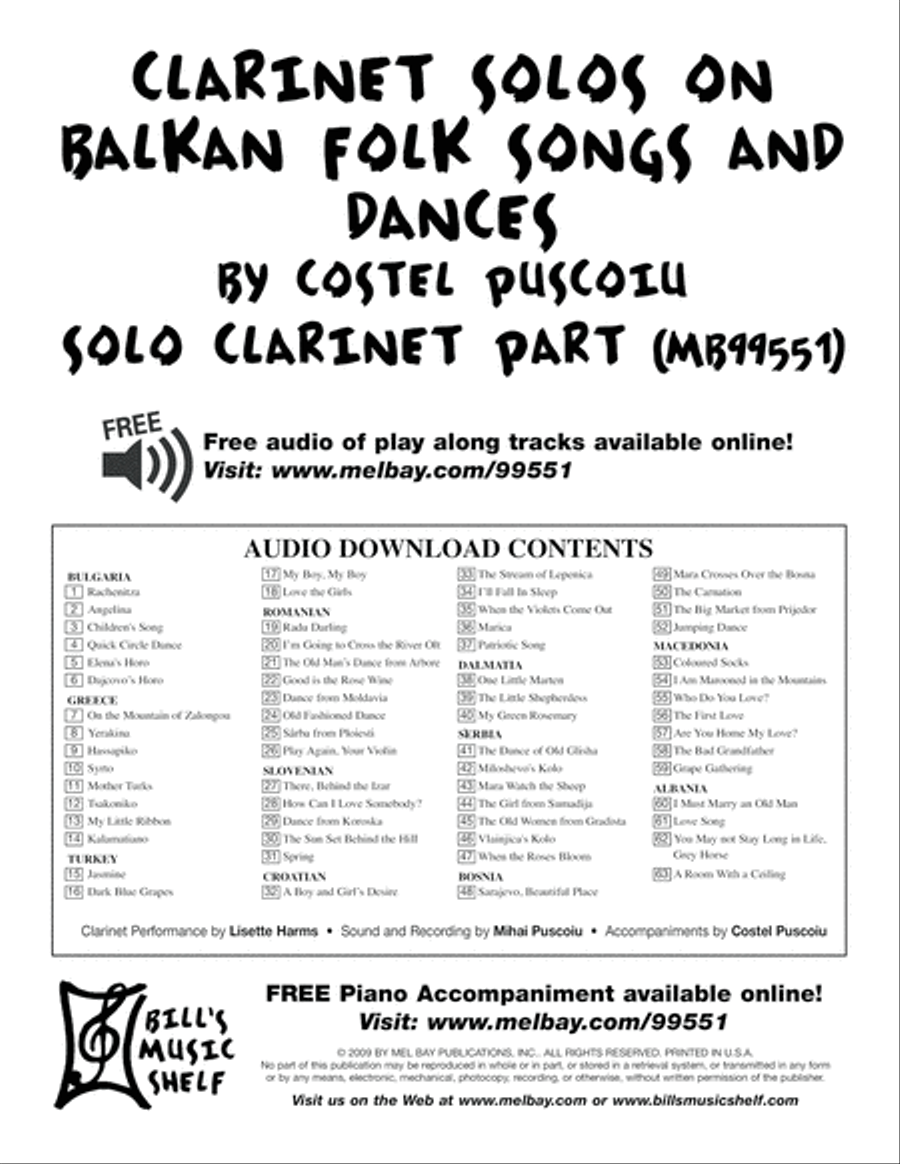 Clarinet Solos on Balkan Folk Songs and Dances