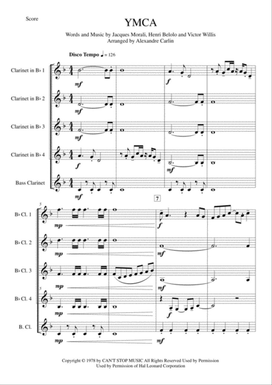 Y.M.C.A. Clarinet Quintet scores gallery preview page 2