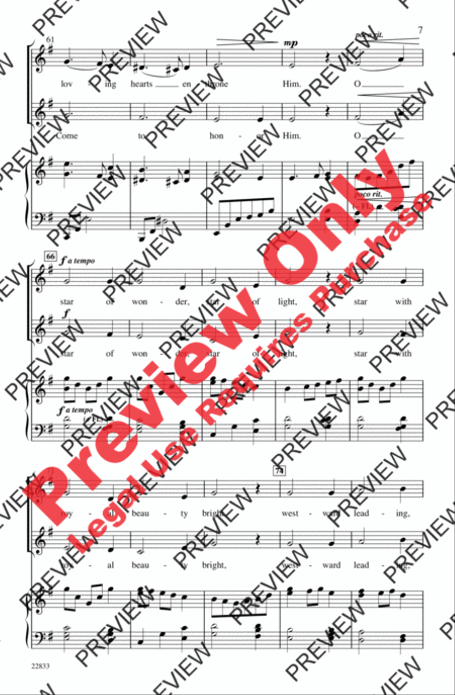 Star of Wonder (A Medley) Unison Choir scores gallery preview page 7