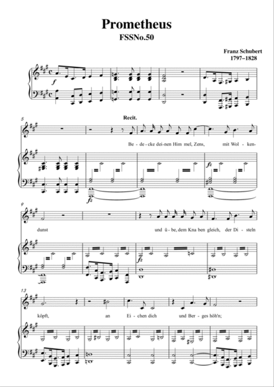 Schubert-Prometheus in A for Vocal and Piano Voice scores gallery preview page 2