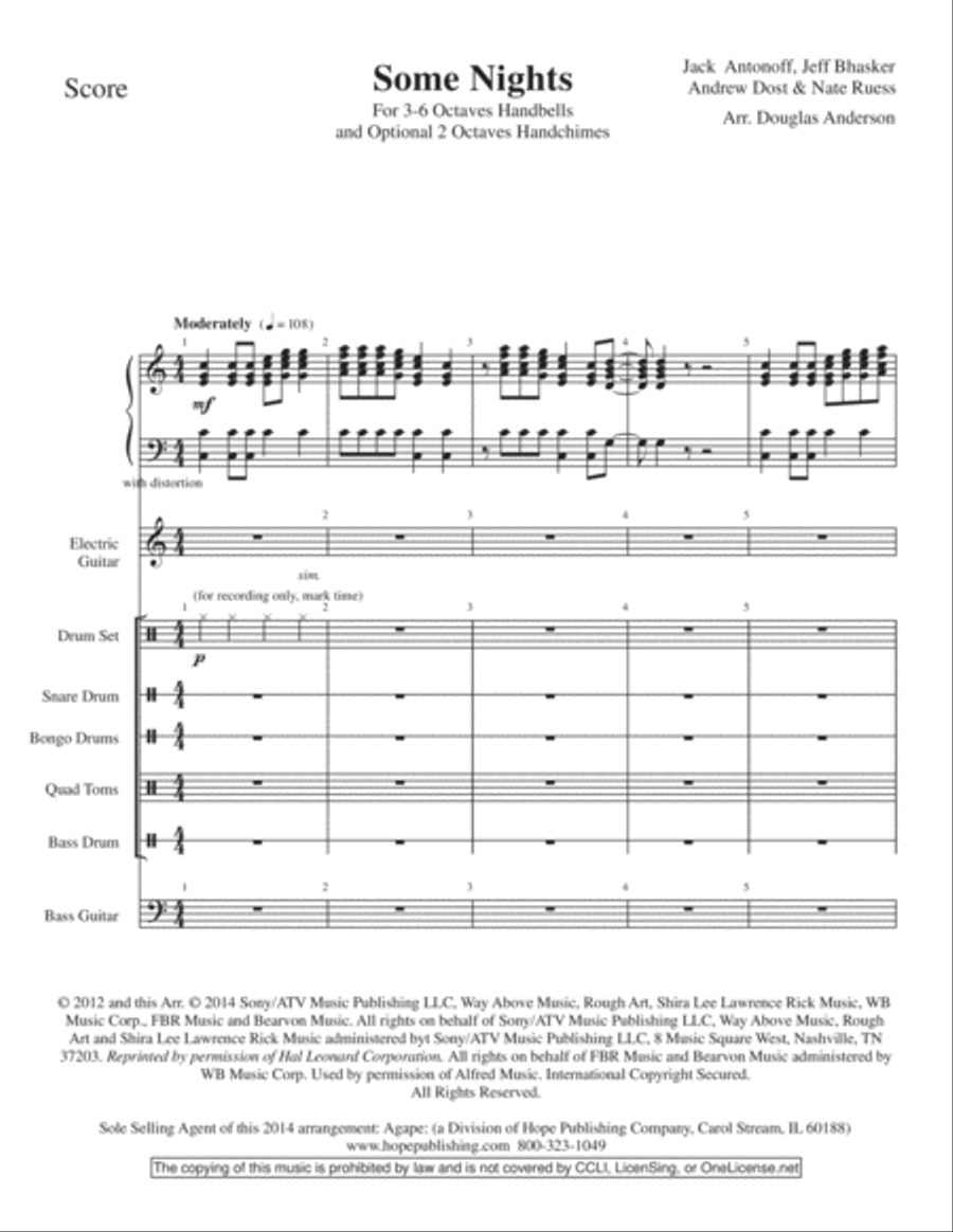 Some Nights Electric Guitar scores gallery preview page 3
