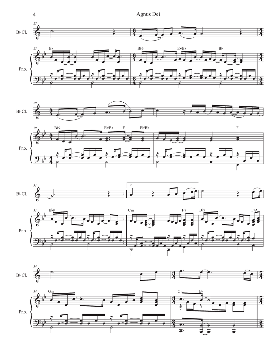 Agnus Dei B-Flat Clarinet scores gallery preview page 4