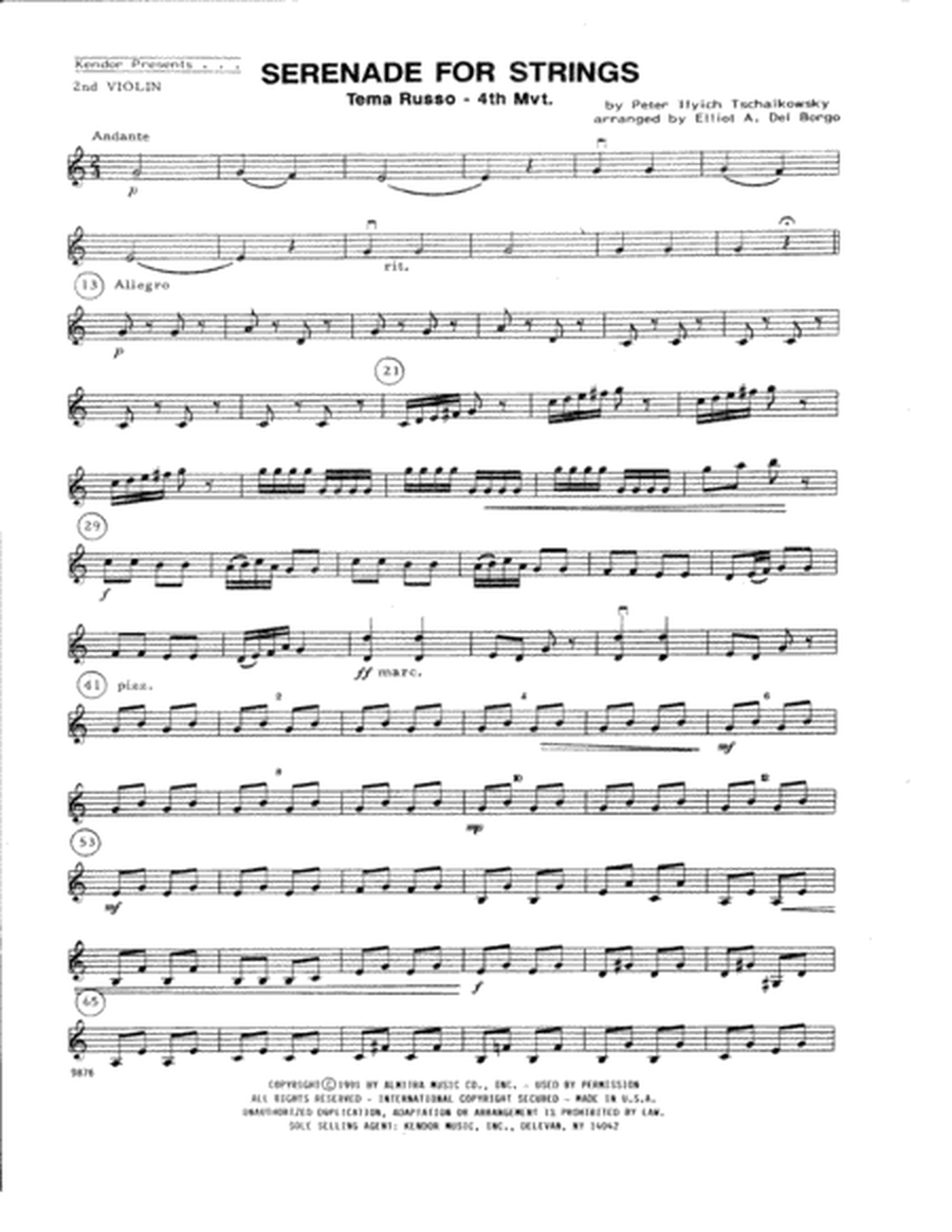 Serenade For String - Mvt. 4 Tema Russo (arr. Elliot A. Del Borgo) - 2nd Violin