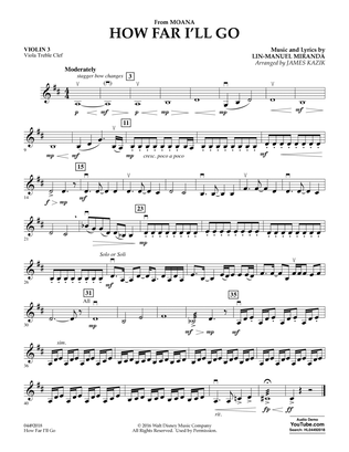 How Far I'll Go (from Moana) - Violin 3 (Viola Treble Clef)