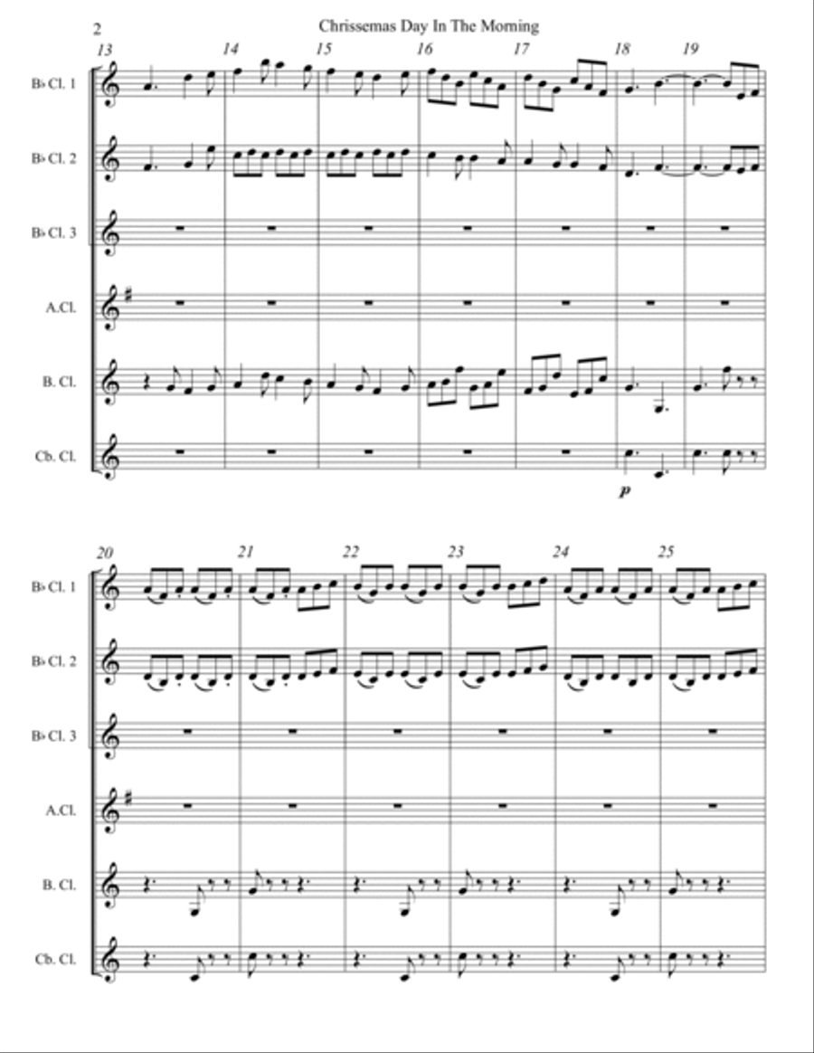 Chrissemas Day In The Morning Clarinet Choir scores gallery preview page 3