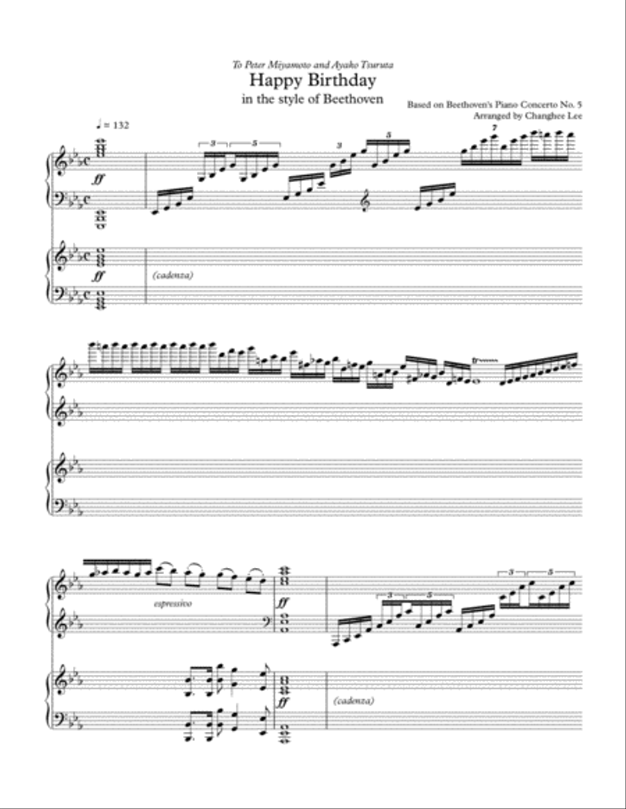 Happy Birthday in the Style of Beethoven Piano scores gallery preview page 1