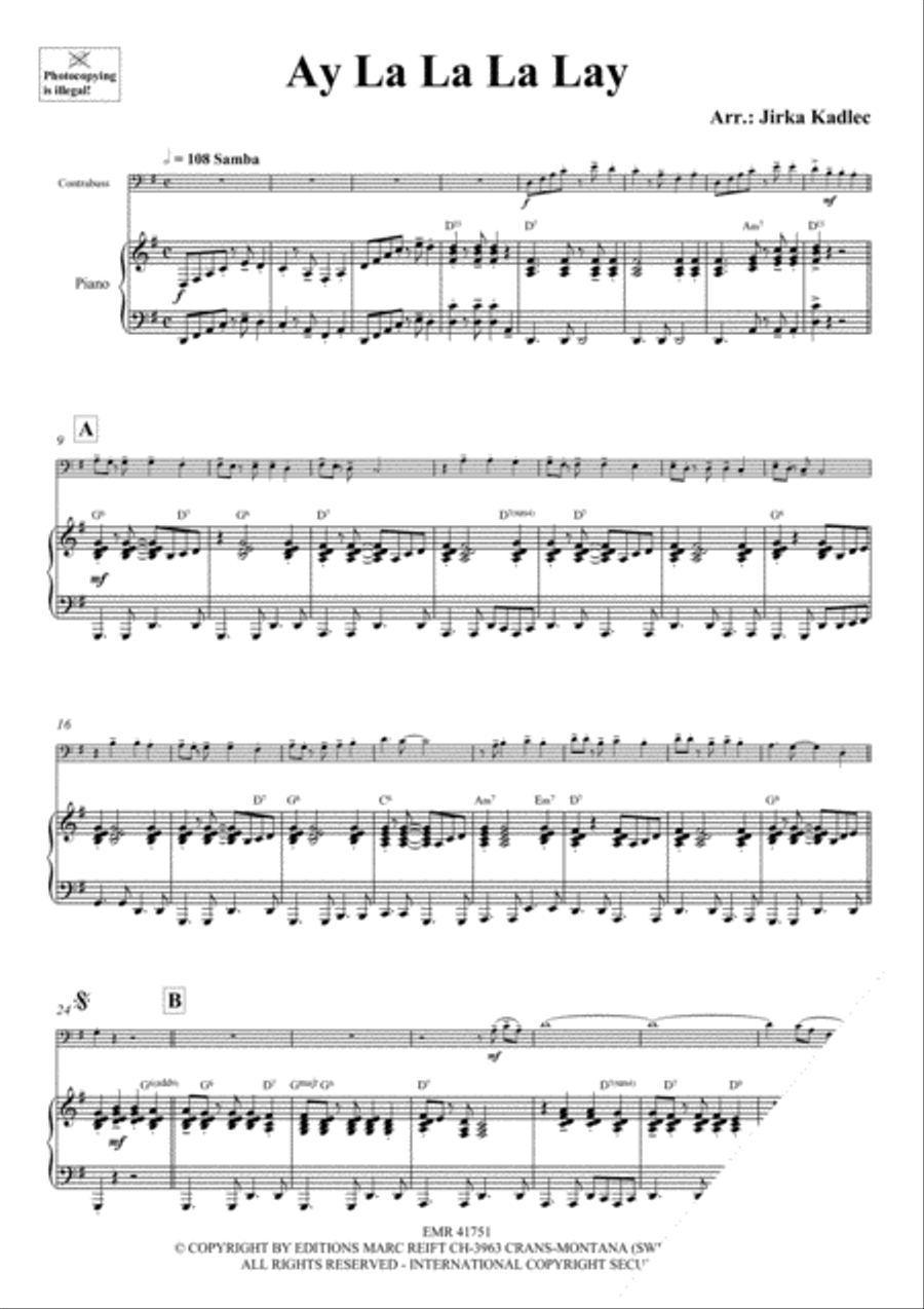Ay La La La Lay Double Bass scores gallery preview page 4