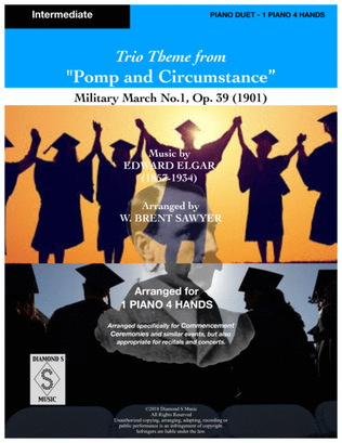 Book cover for Pomp and Circumstance Theme - Elgar - Military March No. 1 - Piano Duet - 1 Piano 4 hands