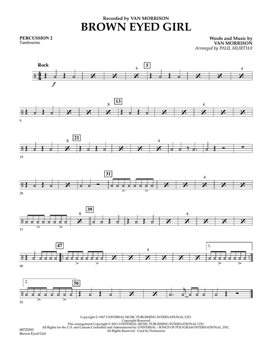 Brown Eyed Girl - Percussion 2 Concert Band scores gallery preview page 1