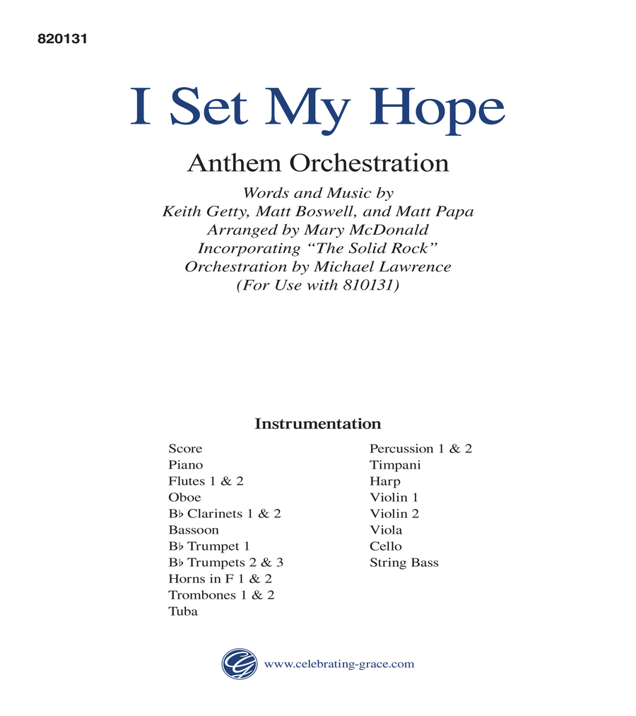 I Set My Hope Orchestration 4-Part scores gallery preview page 1