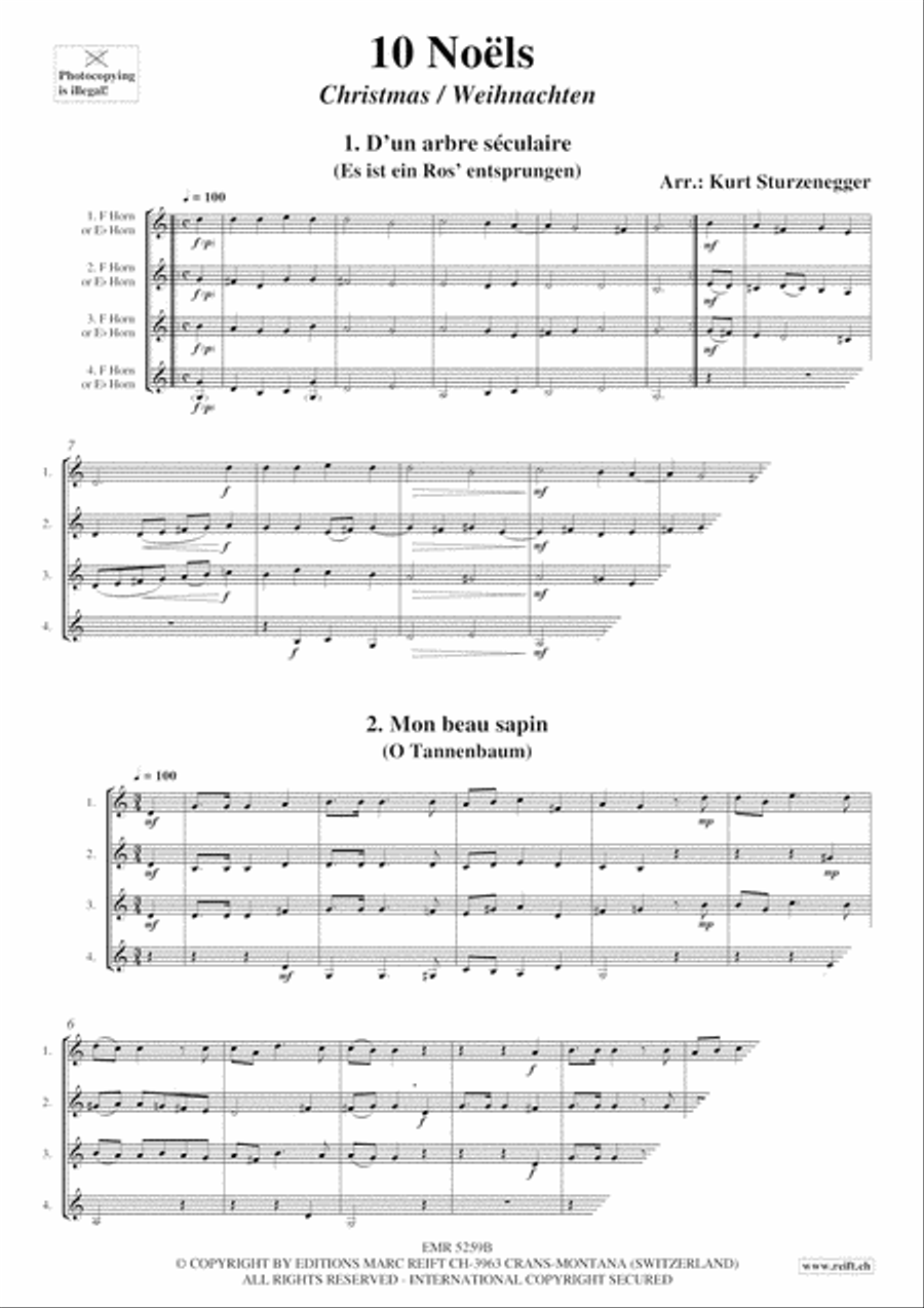 10 Noels 10 Noels French Horn Quartet scores gallery preview page 3
