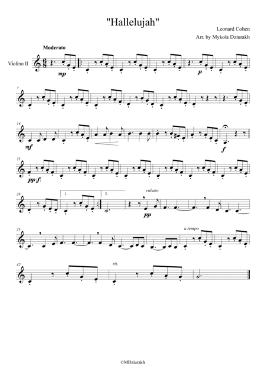 Hallelujah String Quartet scores gallery preview page 2