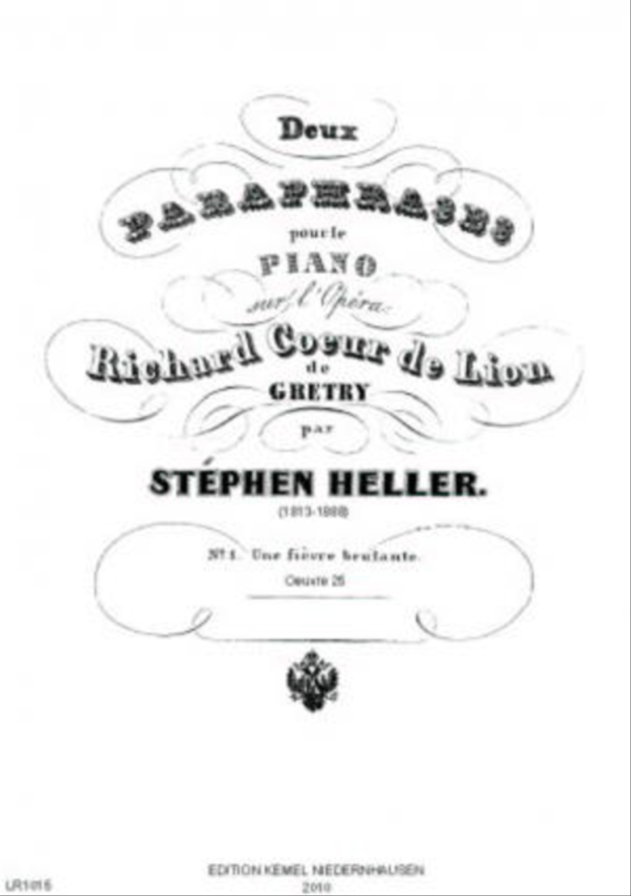 Deux paraphrases sur l'opera Richard Coeur de Lion de Gretry Piano Solo scores gallery preview page 1