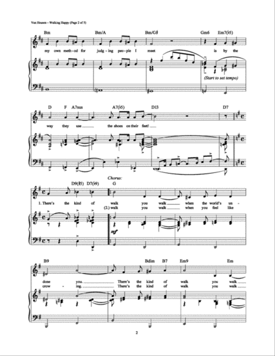 Walking Happy Piano, Vocal, Guitar scores gallery preview page 2