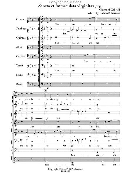 Motet, 'Sancta et immaculata virginitas' (score)