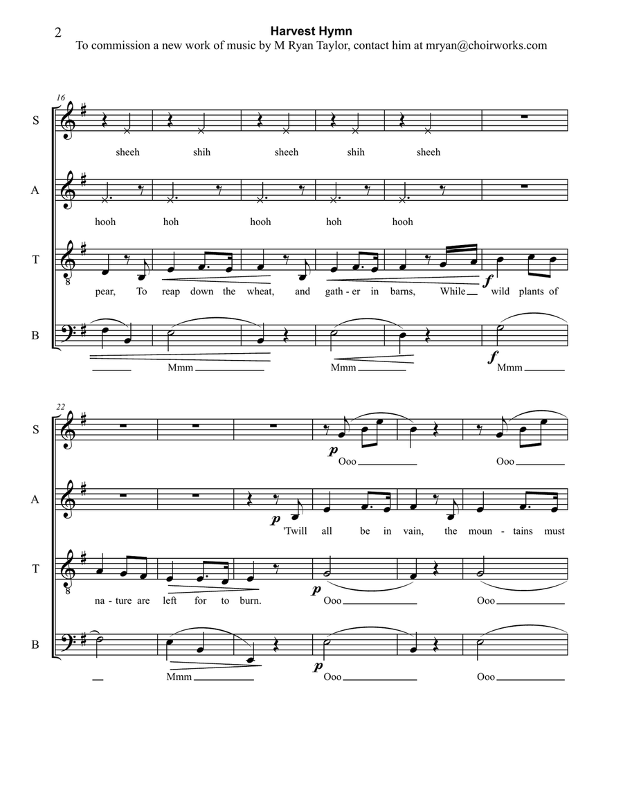 Harvest Hymn : SATB Acapella 4-Part scores gallery preview page 2