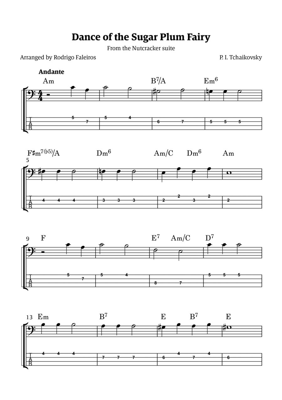 Sugar Plum Fairy theme Bass Guitar scores gallery preview page 1