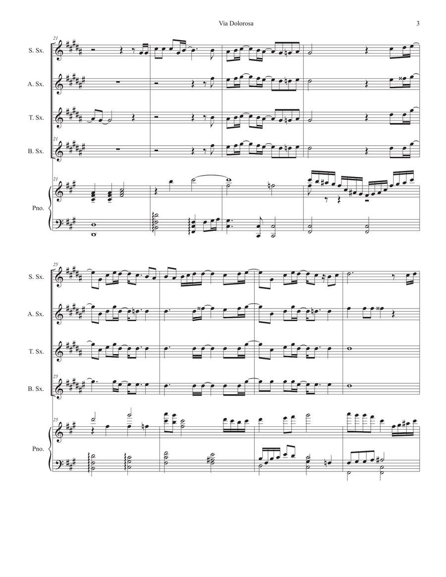 Via Dolorosa Saxophone Quartet scores gallery preview page 3