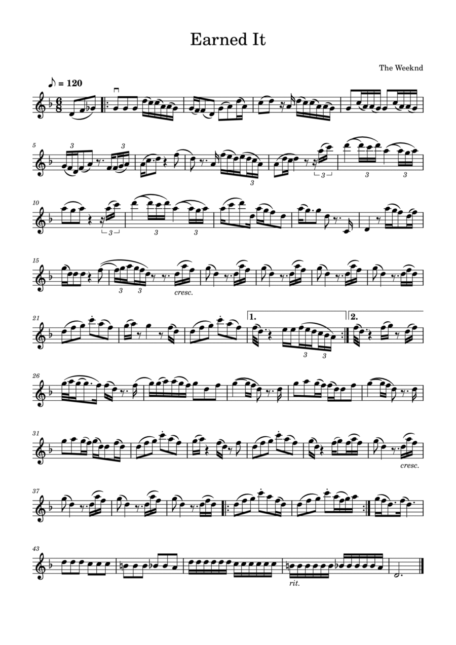 Earned It (fifty Shades Of Grey) Violin Solo scores gallery preview page 1