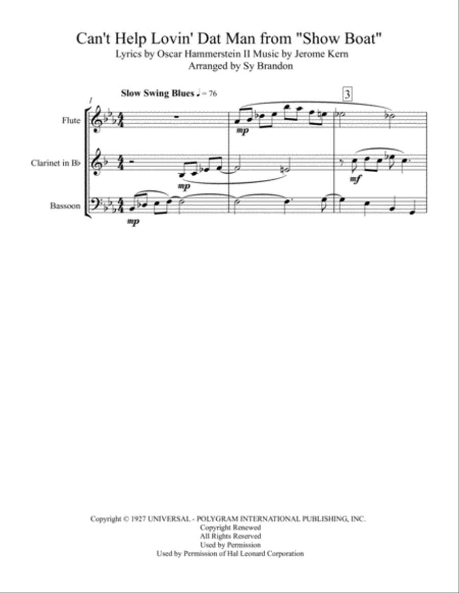 Can't Help Lovin' Dat Man Woodwind Trio scores gallery preview page 1