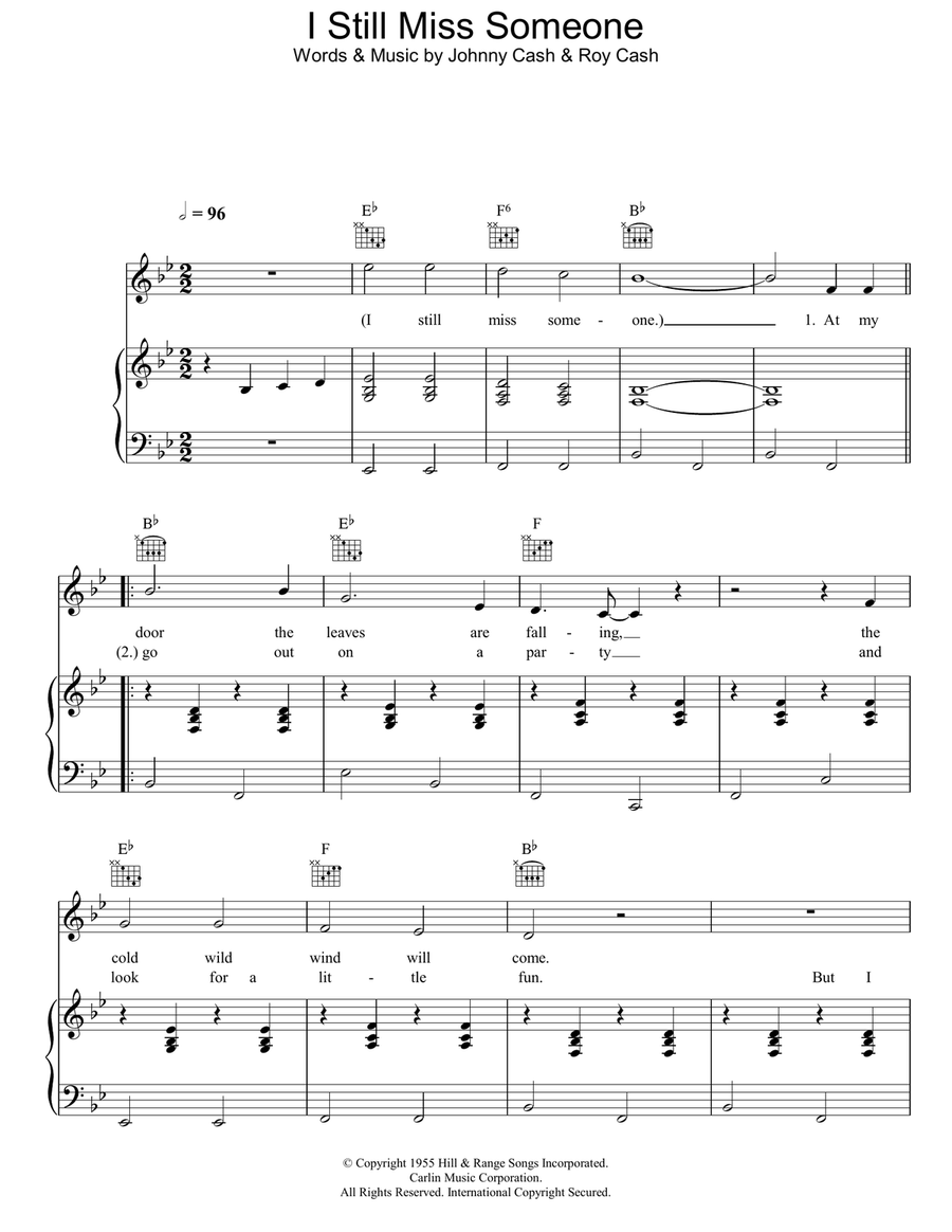 I Still Miss Someone Piano, Vocal, Guitar scores gallery preview page 1