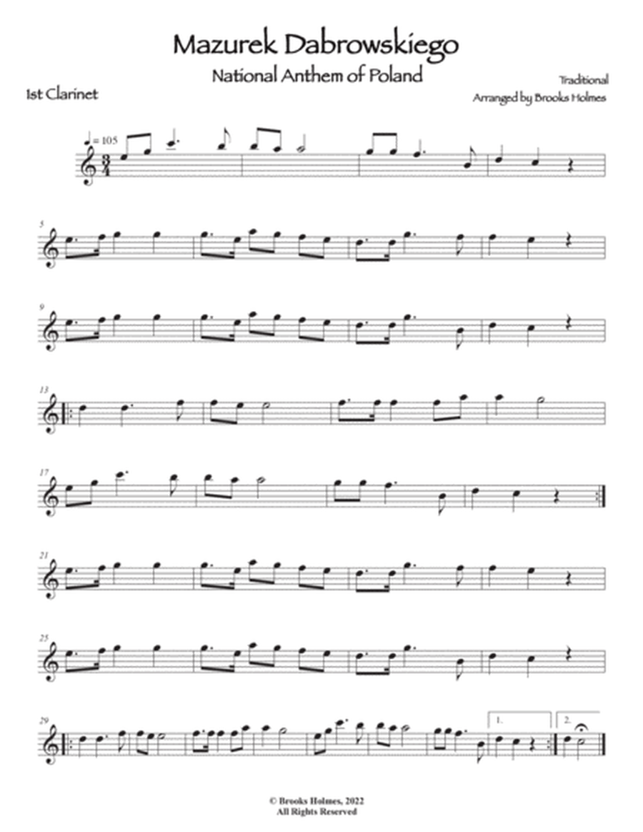 Polish National Anthem - Mazurek Dabrowskiego (Clarinet Quartet) Poland image number null