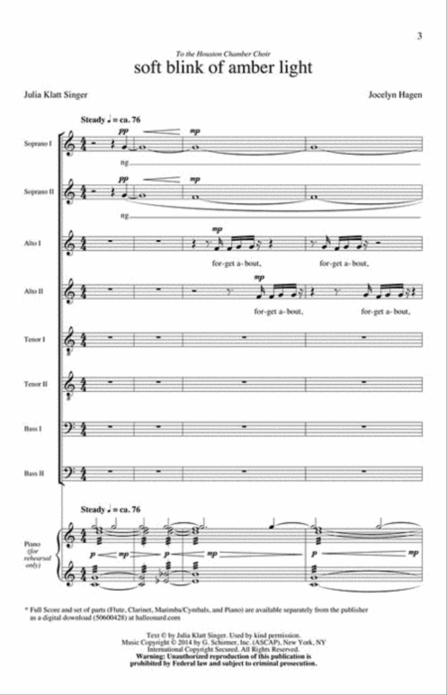soft blink of amber light 4-Part scores gallery preview page 2