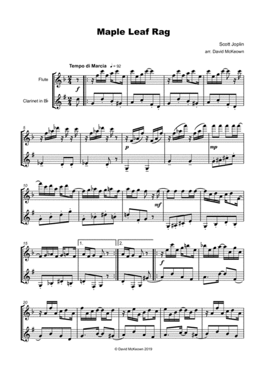 Maple Leaf Rag, by Scott Joplin, Flute and Clarinet Duet