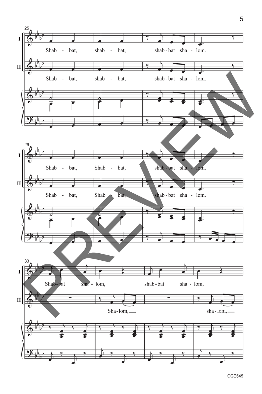 Shabbat Shalom (Two-part) 2-Part scores gallery preview page 6