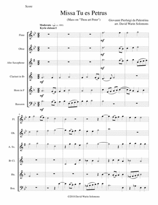 Missa Tu Es Petrus (Mass on Thou art Peter) wind sextet (wind quintet with added alto sax)