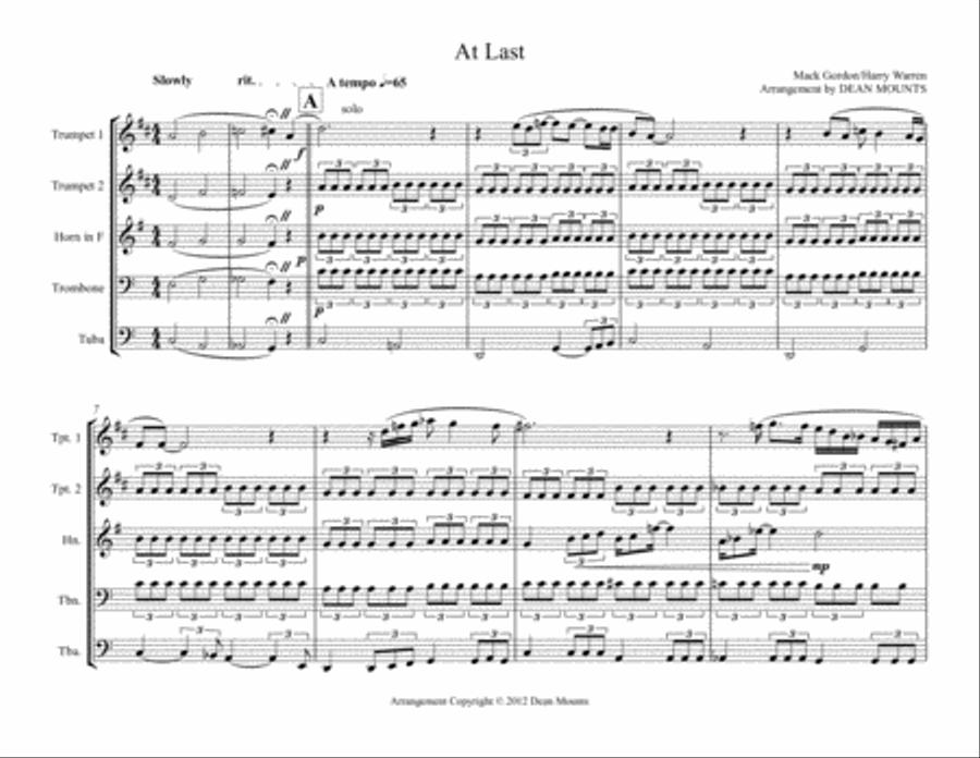 At Last Brass Ensemble scores gallery preview page 1