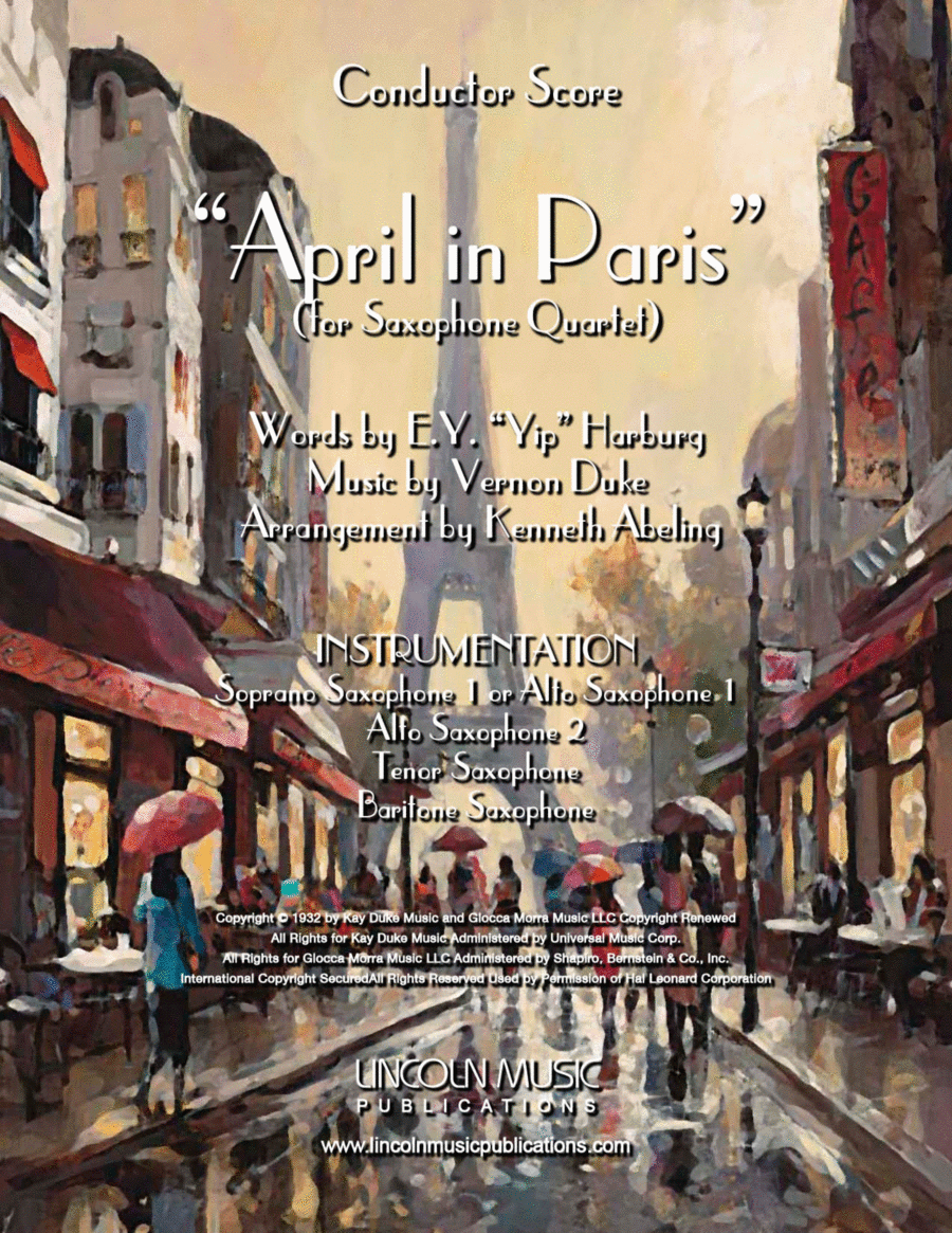 April In Paris Saxophone Quartet scores gallery preview page 1