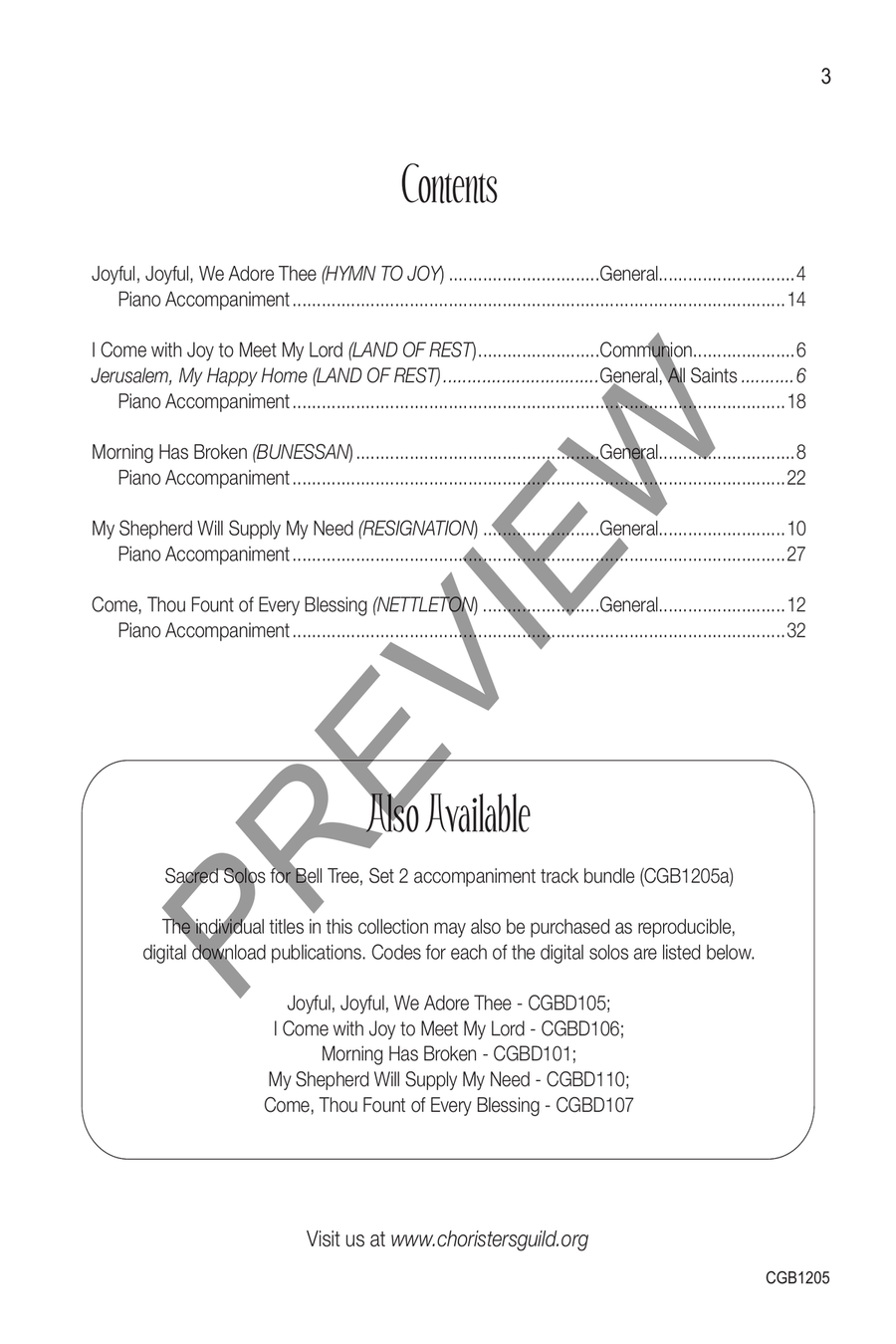 Sacred Solos for Bell Tree, Set 2: General Hymns Handbell Choir scores gallery preview page 2