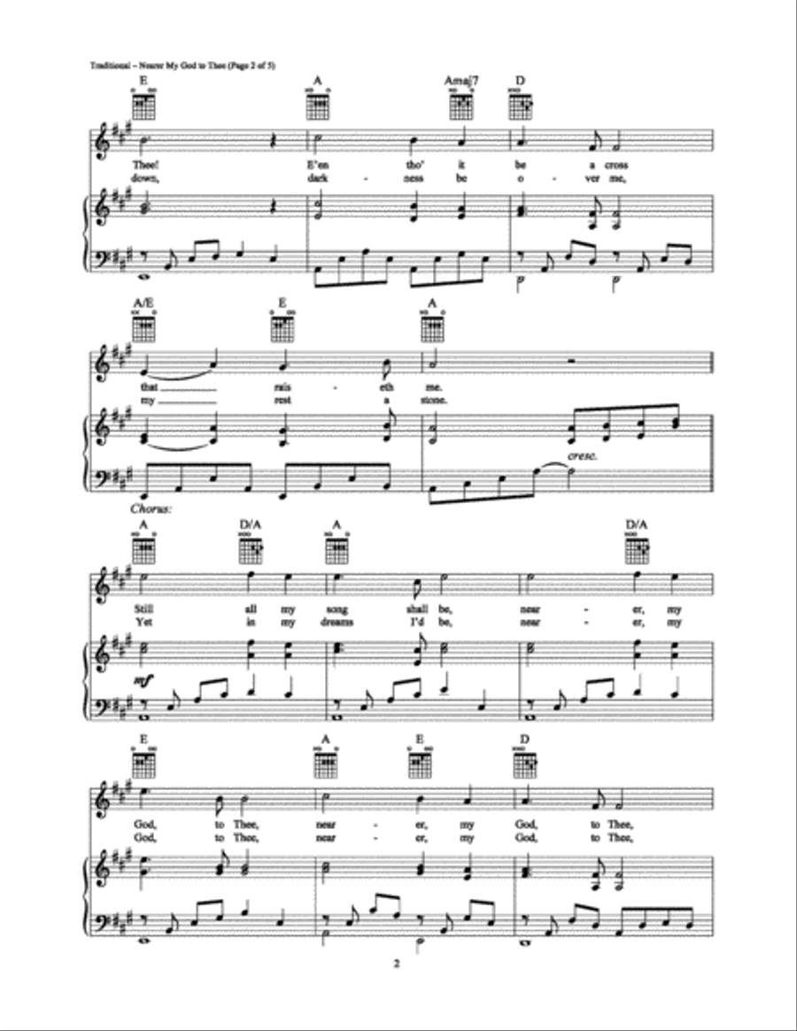 Nearer My God to Thee Nearer My God to Thee Piano, Vocal, Guitar scores gallery preview page 2