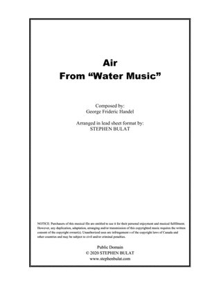 Book cover for Air (from "Water Music") (Handel) - Lead sheet in original key of F
