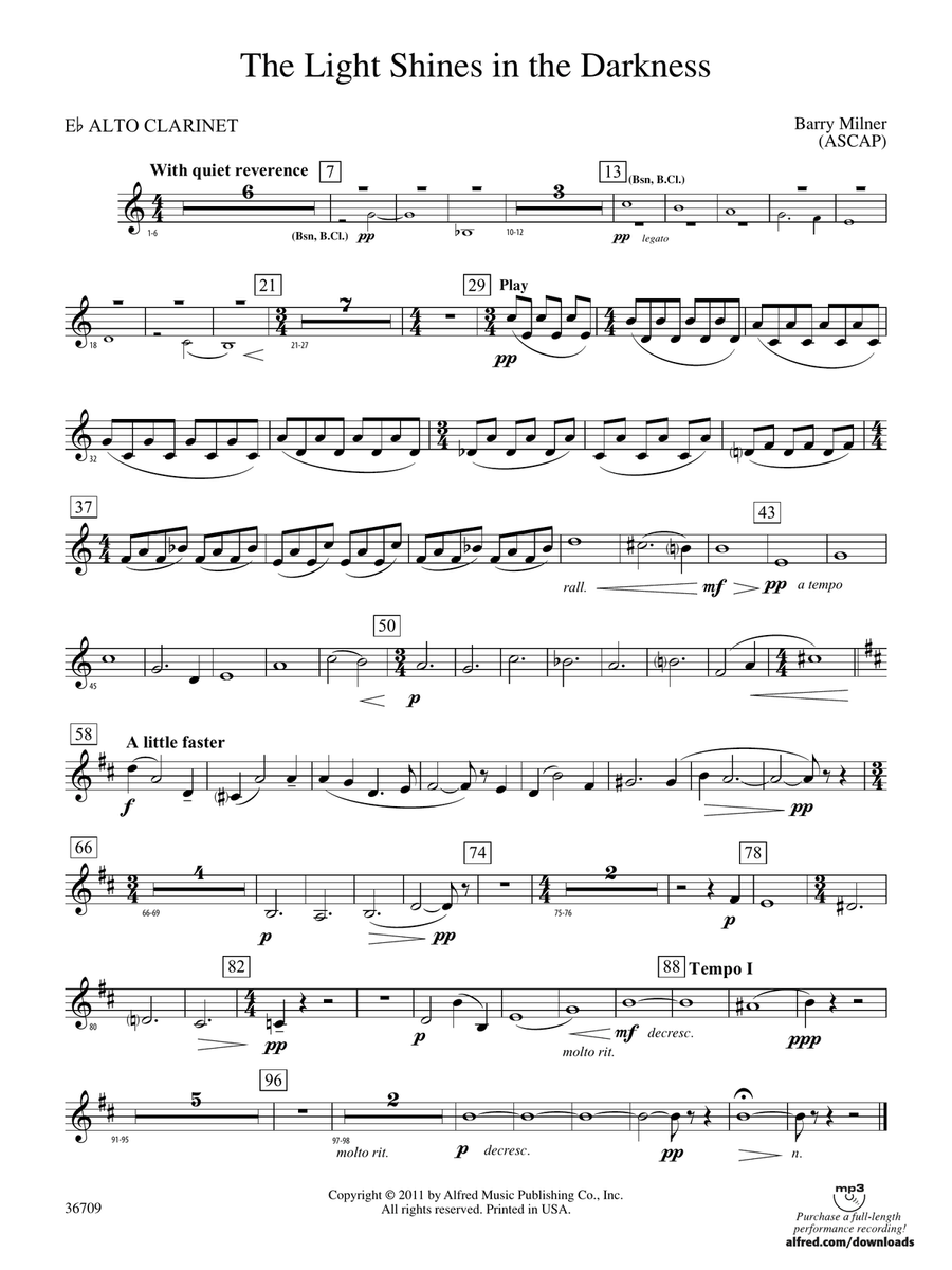 The Light Shines in the Darkness: (World Part) E-flat Alto Clarinet